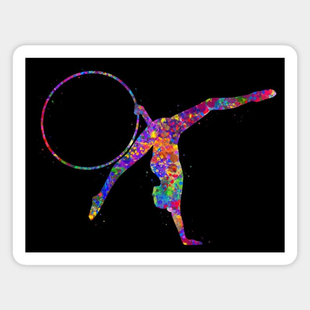 Rhythmic gymnastics hoop watercolor art Magnet by Yahya Art